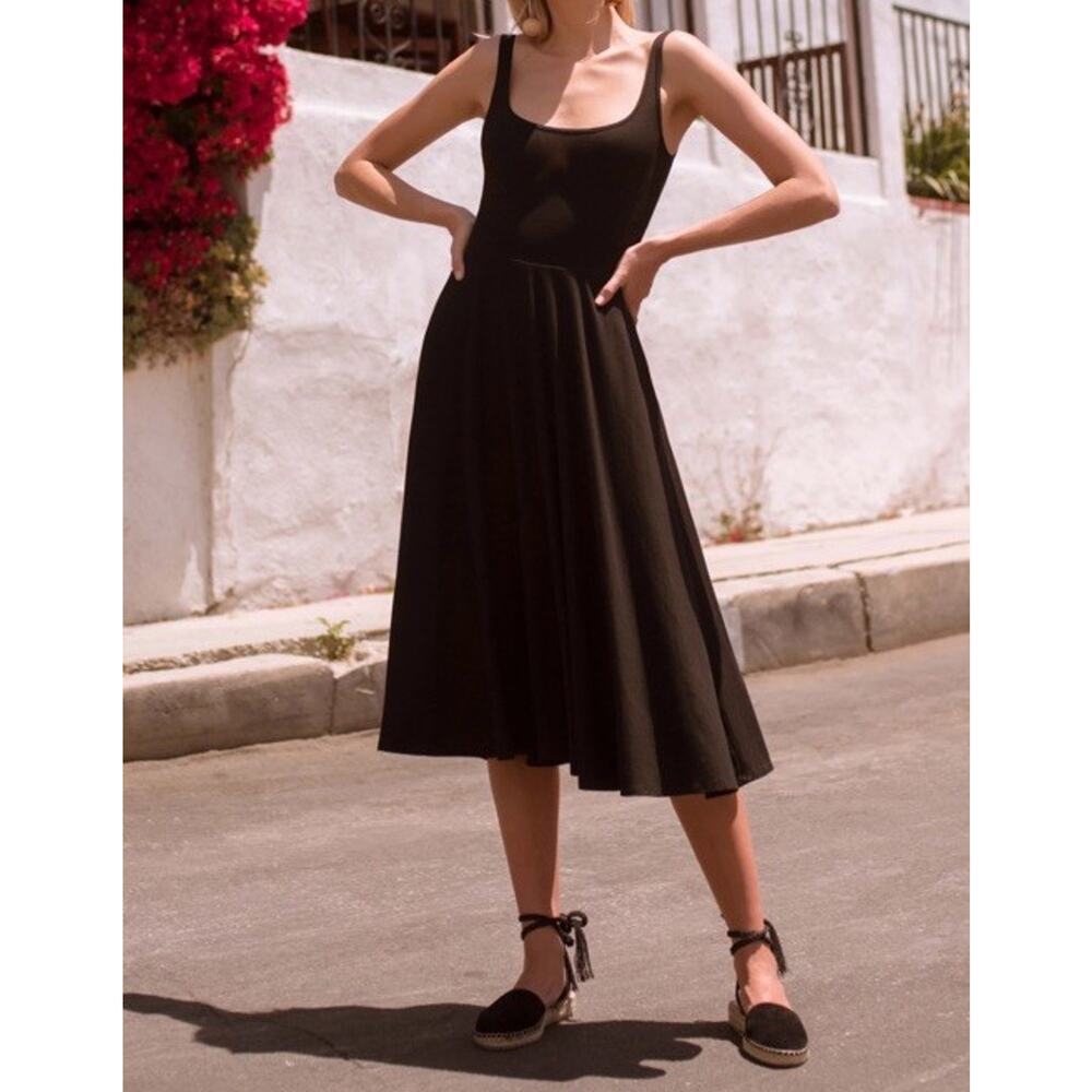 slim fit dress slacks BLACK WOOL CORSET MIDI DRESS WITH WHITE STITCH DETAIL | CULT MIA main image 1